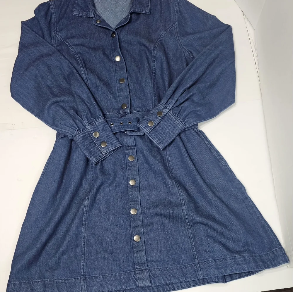Classic Long Sleeve Denim Dress - Picture 9 of 12